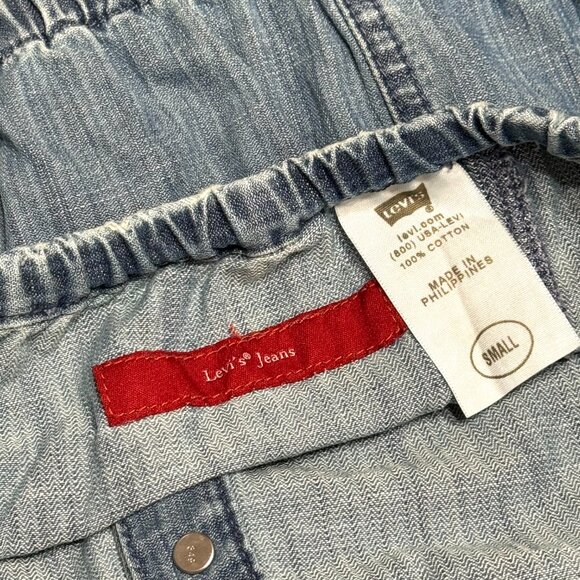 Levis Jeans Y2K Denim Strapless Dress Elastic Waist Western Country Cowgirl - Picture 6 of 11